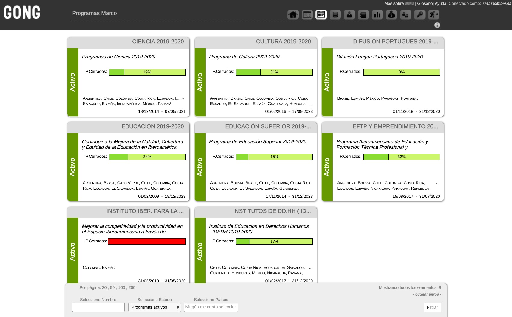 Programas marco en GONG