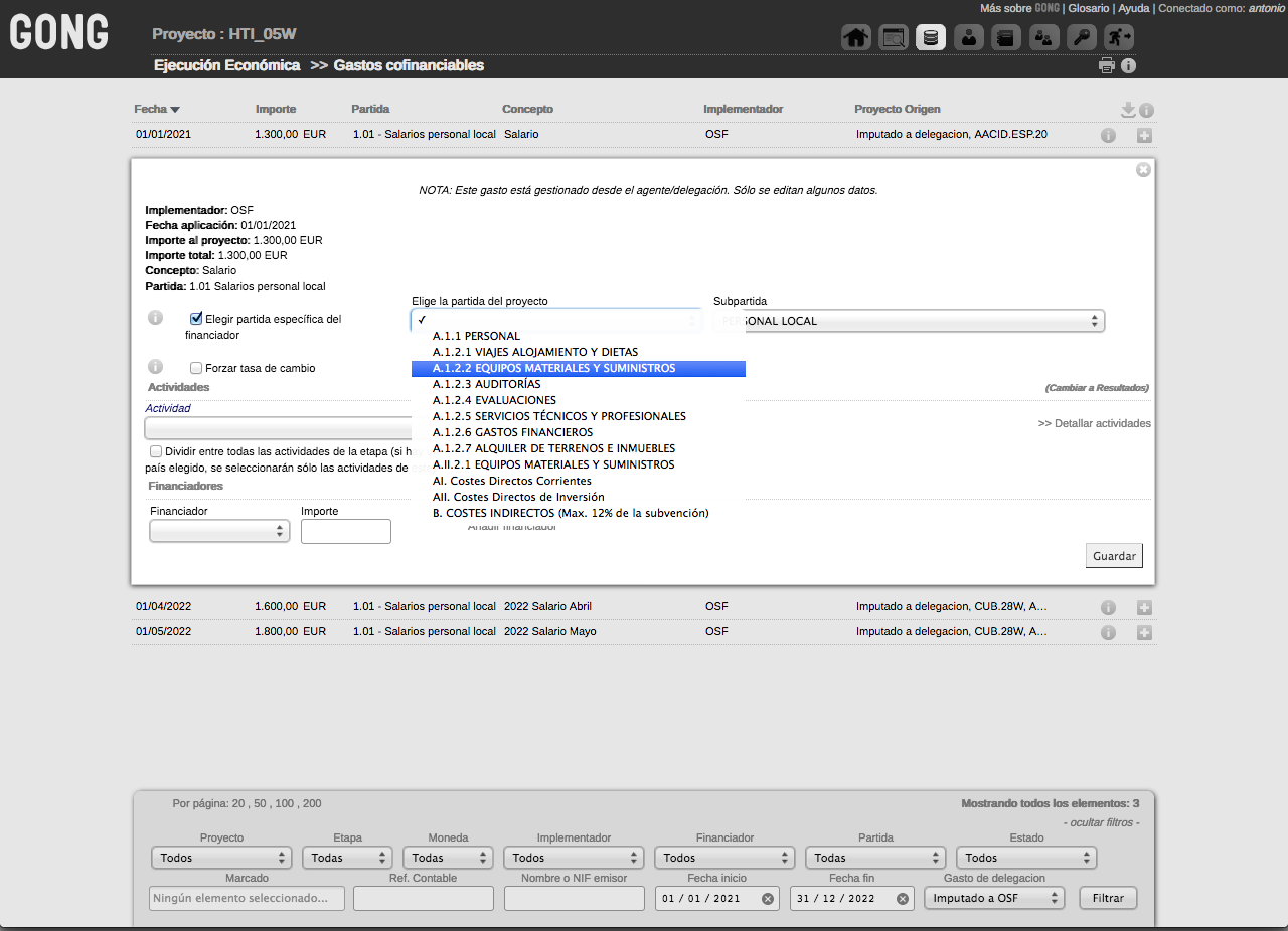 Gastos cofinanciables