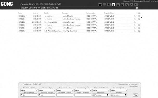 Gestión de gastos en proyectos cofinanciados