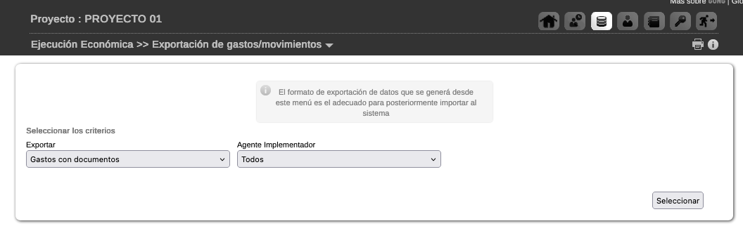 Exportación de gastos con documentos