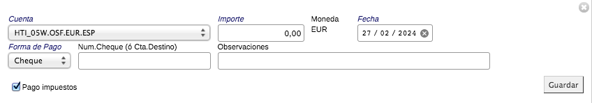 Marcado de pago de impuestos en Pagos de proyecto