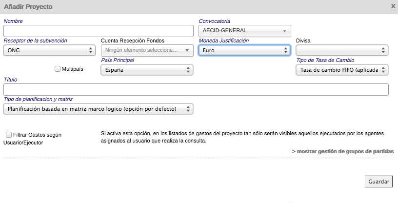Tipo de tasa de cambio por implementador
