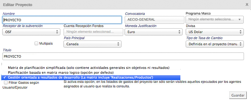 Matriz orientada a Realizaciones/Productos